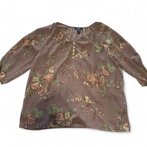 Chaps Floral Satin Blouse